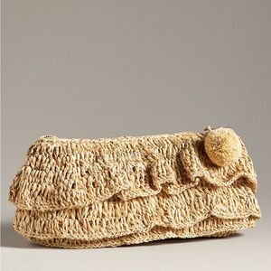 Anthropologie Tan Ruffled Clutch